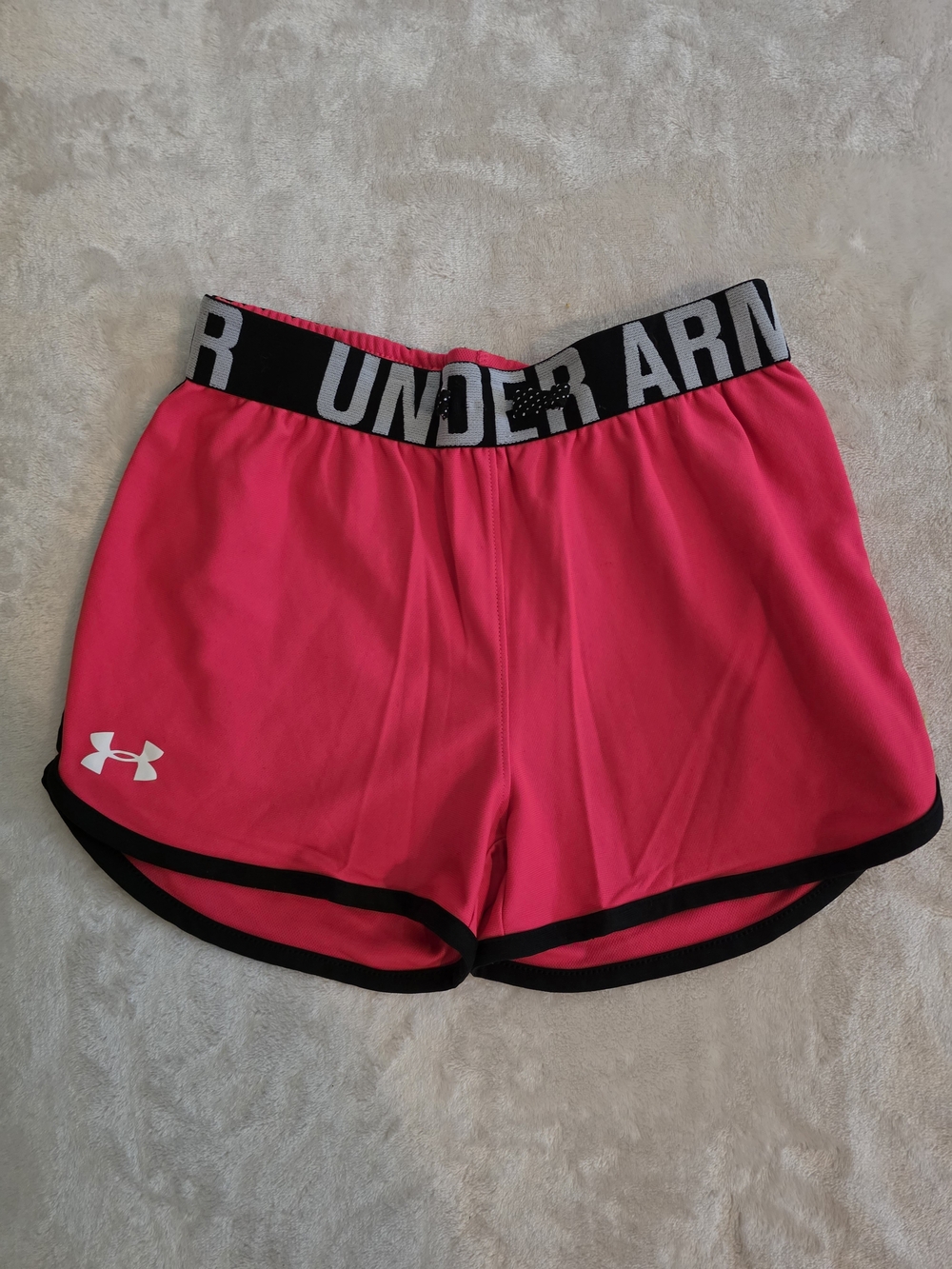 Under Armour Women's Hot Pink Athletic Shorts with Black Trim